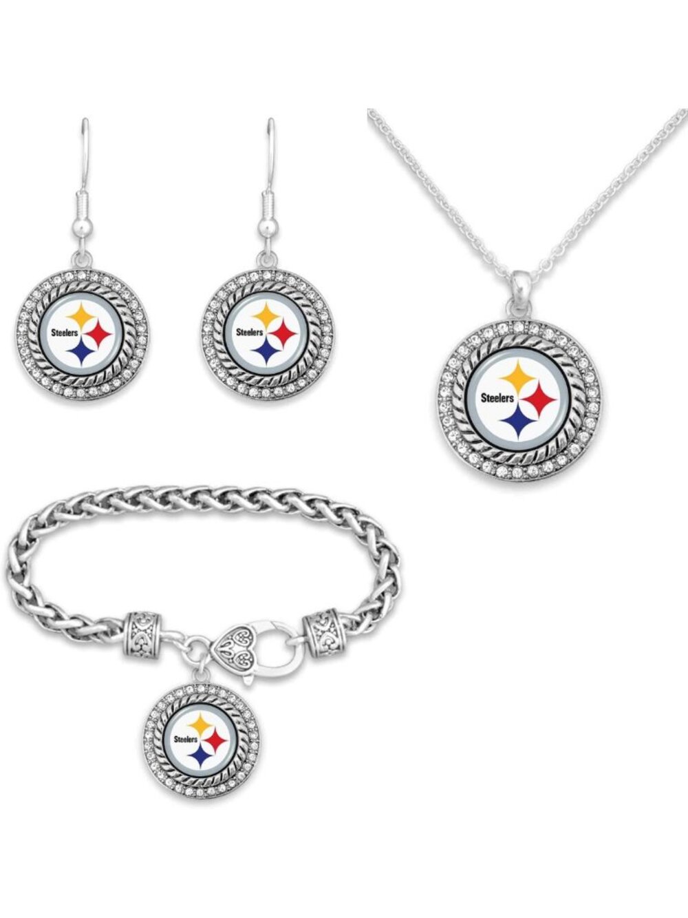 Stylish 3-Piece Jewelry Set: Necklace, Bracelet & Earrings with Bling